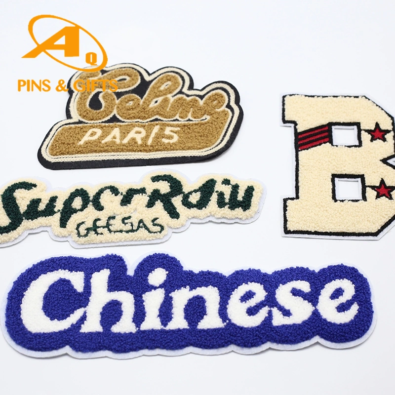 Wholesale Letter Embroidered Woven Silk & Embroidery Clothing Accessories Custom Iron on Sew on Chenille Patches Brand Badges Label for Hats