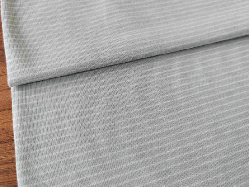 Recycled Polyester Cotton Stripe Single Jersey Sustainable Functional Knit Fabrics for Outer Wear Apparel