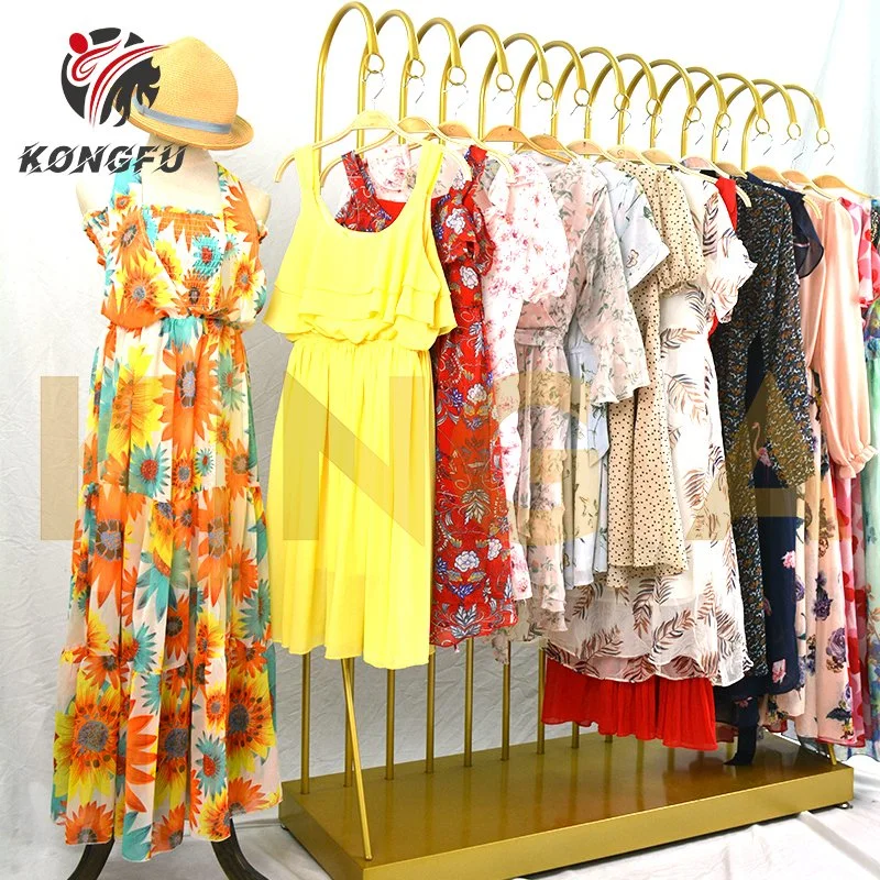 Spring Summer Vintage Floral Printed Women Dress Ladies Casual Korean Boho Second Hand Used Beach Blouse