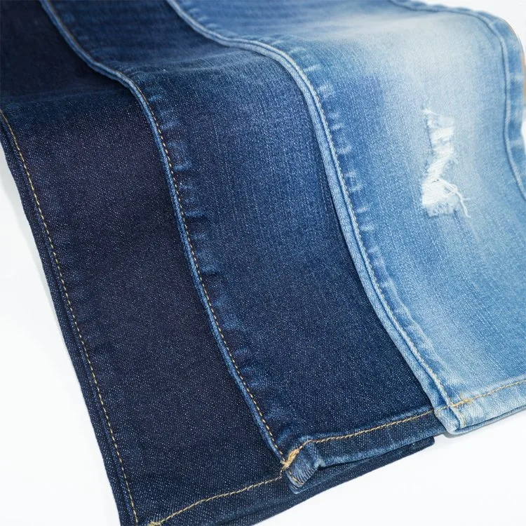 Indigo Color Sustainable Repreve Sorbtek Polyester Denim Fabric