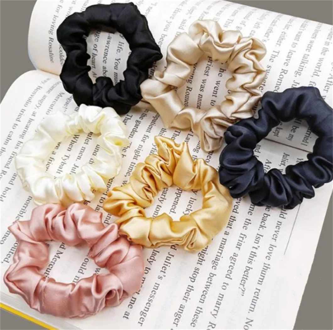 16 M/M Ponytail 2cm Hair Ties Scrunchie 100% Pure Silk Women Fashion Hair Accessories