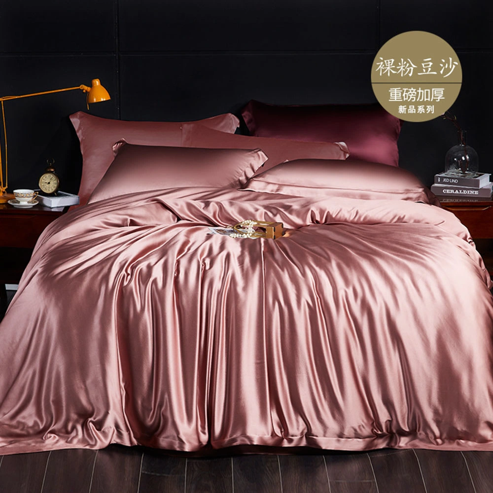 Hsbs006 High End Silk Home Textile Four Piece Set 25 Meter Mulberry Silk Four Piece Set on Bed a Heavy Silk Quilt Cover Wholesale Bedding Sets