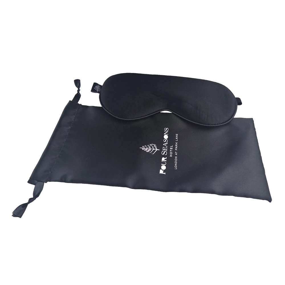 Black Pure 100% Silk Eye Patch Sleeping Mask with Carry Bag Customized Gift Lightproof Sleep Eyemask Breathable Eyepatch Silk Blindfold Travel Cosmetic Eyeshade