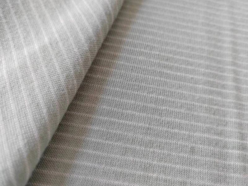 Recycled Polyester Cotton Stripe Single Jersey Sustainable Functional Knit Fabrics for Outer Wear Apparel