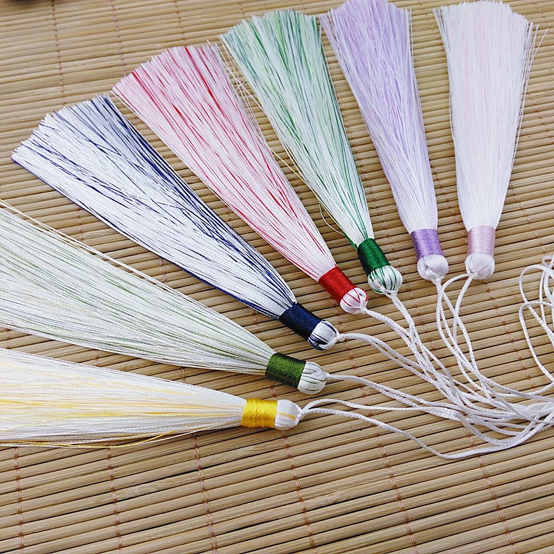 Wholesale Handmade Mixed Color Ice Silk Hanging Tassels Bookmarks Clothing Accessories Tassel Fringe DIY Jewelry Accessories