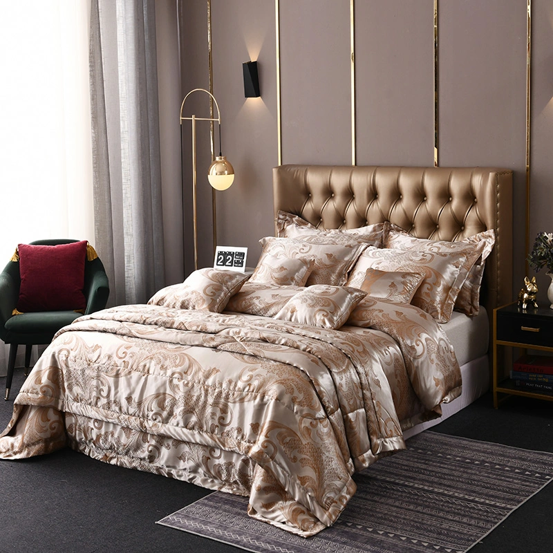 Classic Luxury Jacquard Silk Satin Soft Luxury Bed Sets Duvet Cover Bedding Set 4 6 8 10 PCS Set