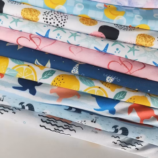 Tessuto per costumi da bagno in spandex di poliestere elastico super morbido stampato personalizzato all'ingrosso